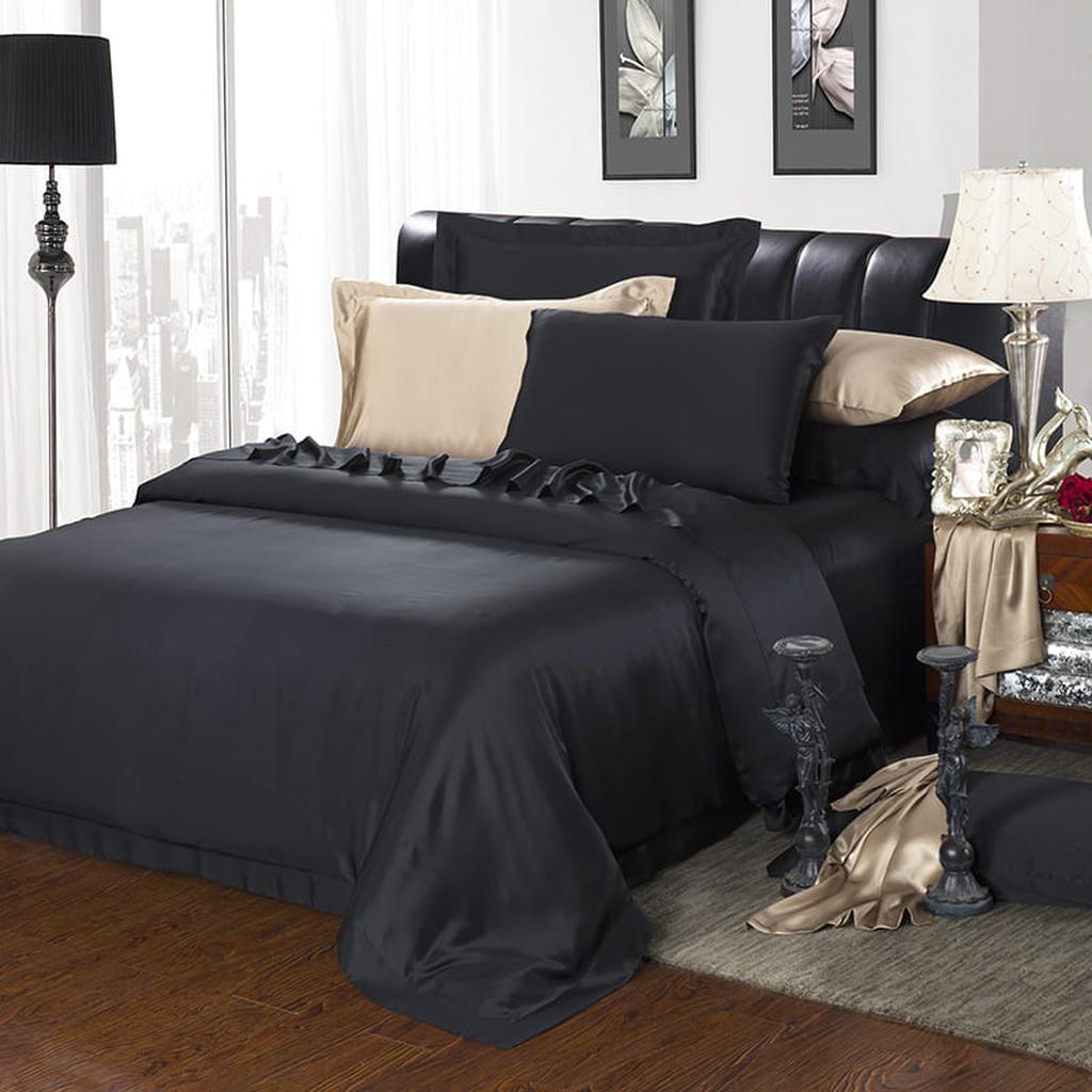 19 Momme Silk Duvet Cover Set - Black