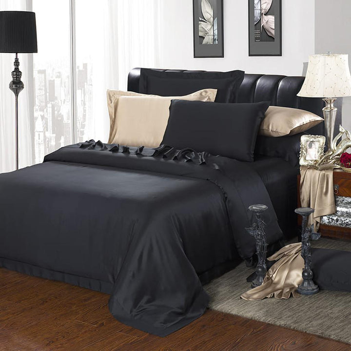 19 Momme Silk Duvet Cover Set - Black