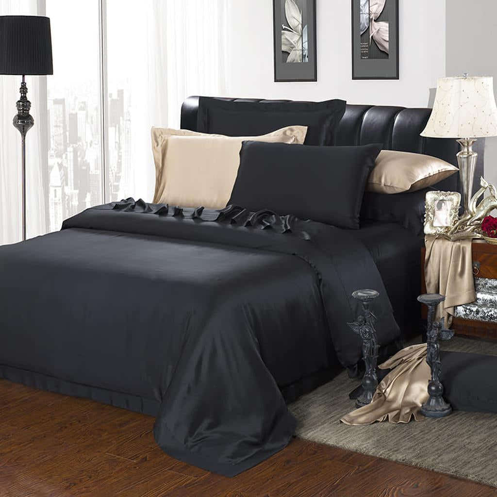19 Momme Silk Duvet Cover Set - Black