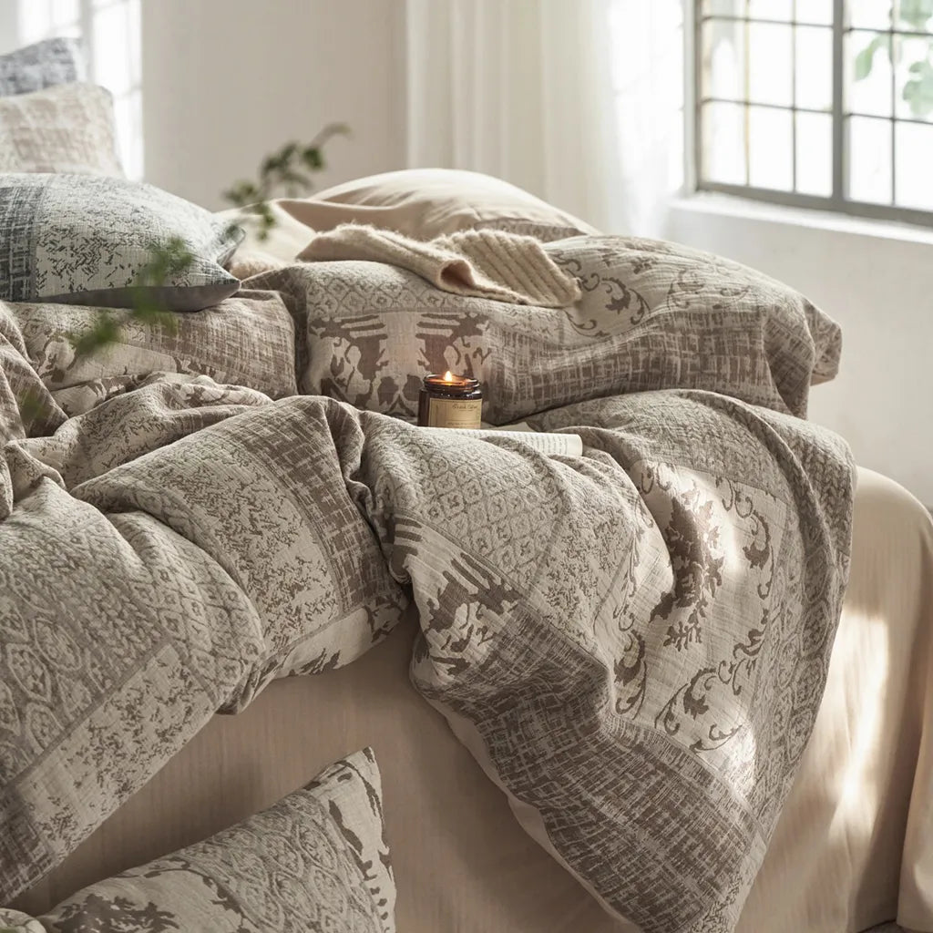 Vintage Patchwork Style Cotton Jacquard Bedding Set