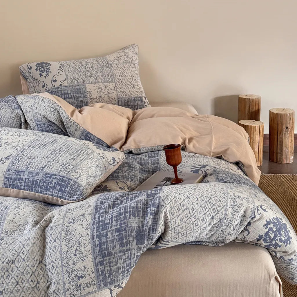 Vintage Patchwork Style Cotton Jacquard Bedding Set