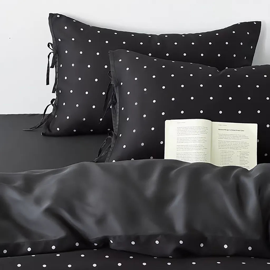 Black Polka Dot Tencel Bedding Set
