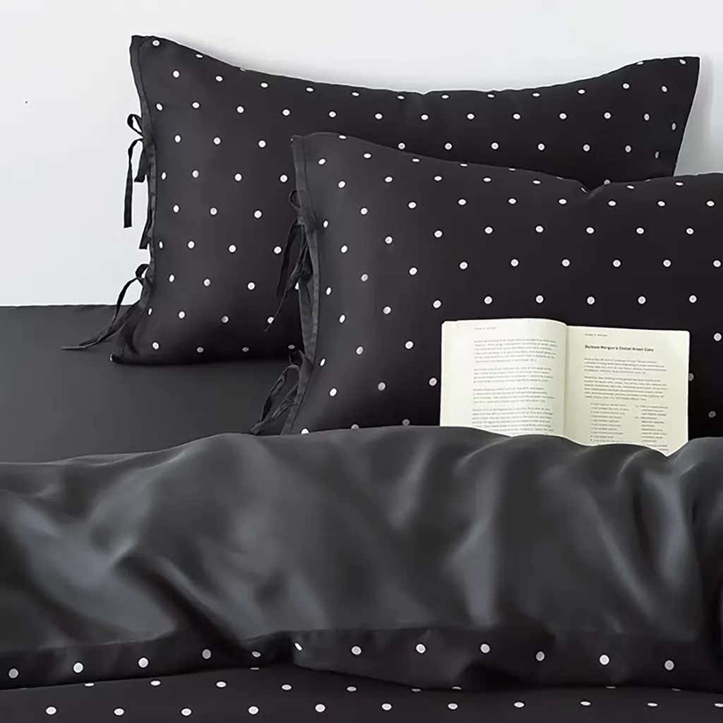 Black Polka Dot Tencel Bedding Set