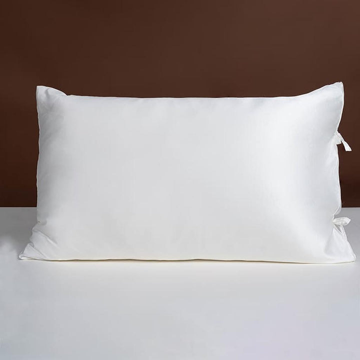 22 Momme Silk Pillowcase with Bow Ties - White