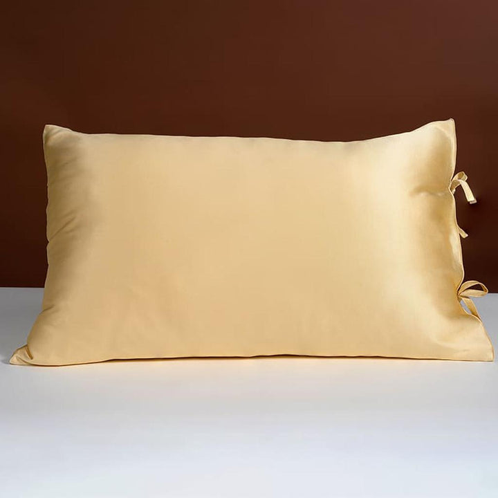 25 Momme Silk Pillowcase with Bow Ties - Gold