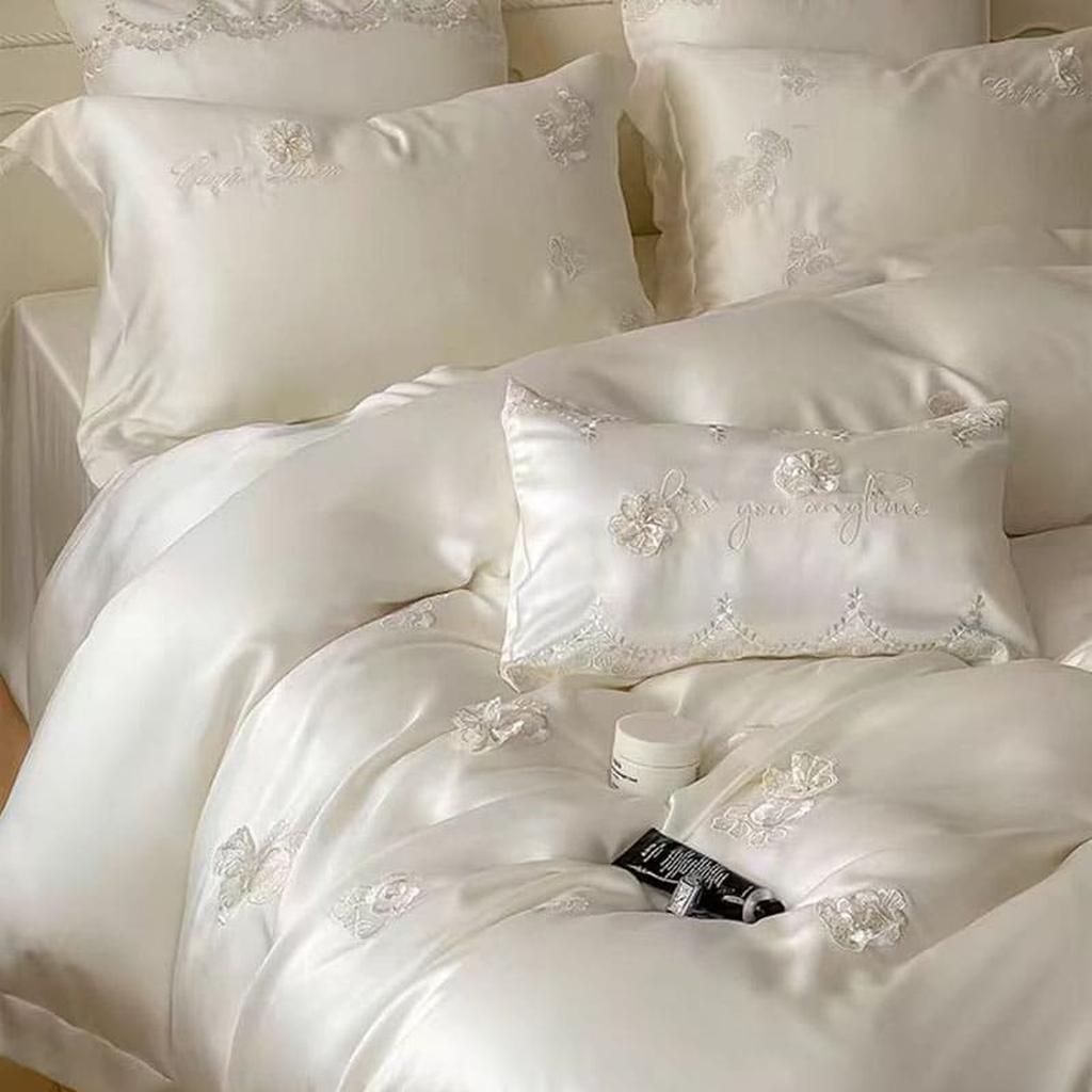 3D Floral Embroidery Tencel Bedding Set
