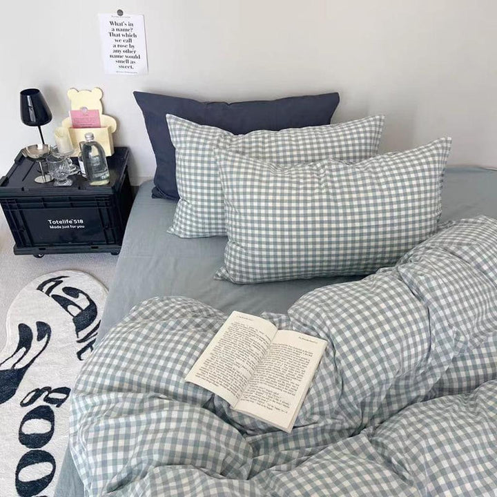 Blue Gingham Duvet Cover Set