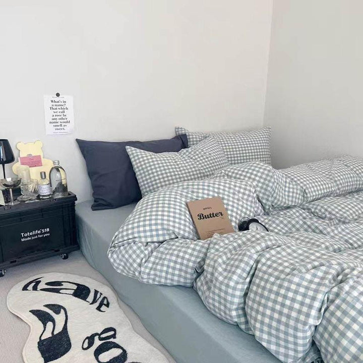 Blue Gingham Duvet Cover Set