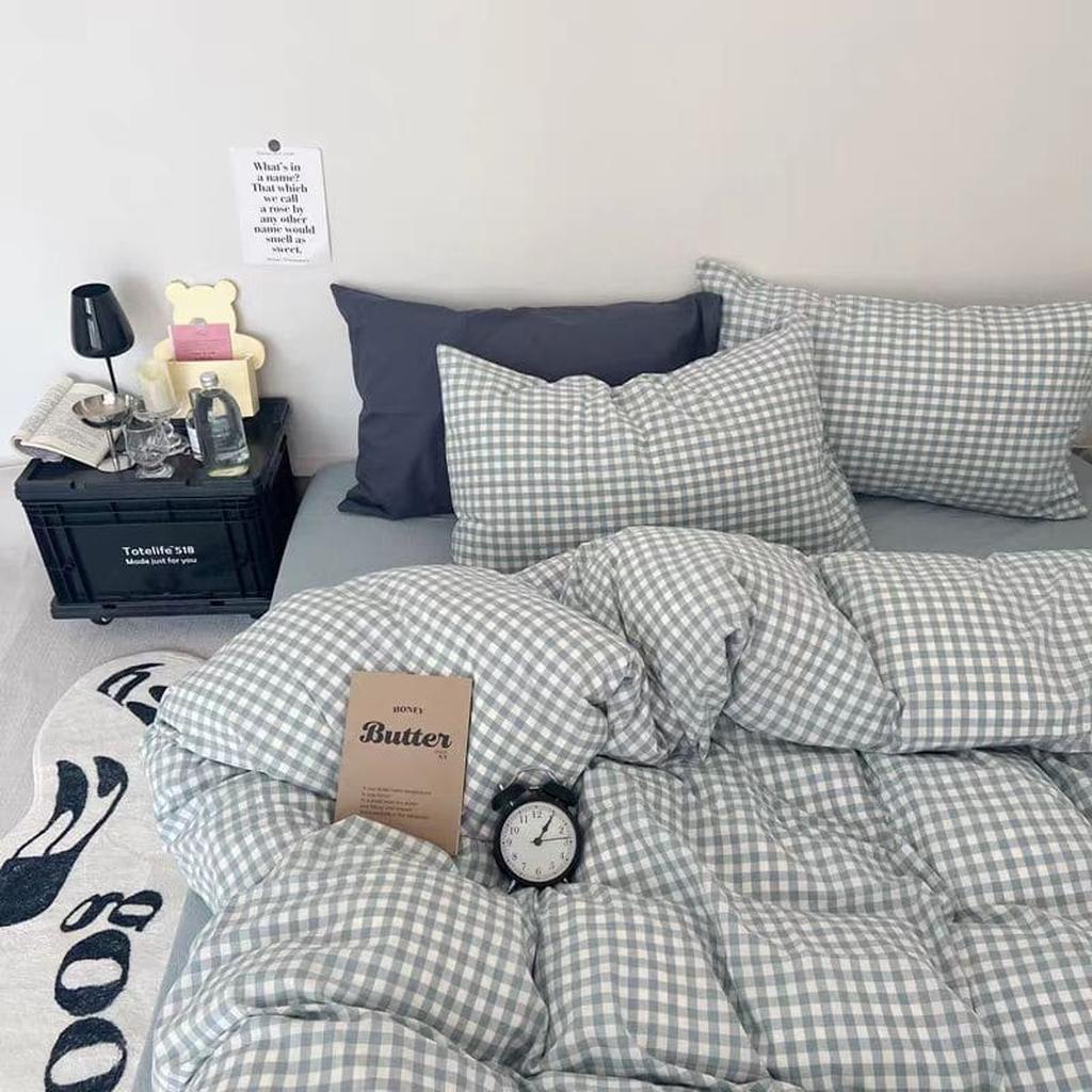 Blue Gingham Duvet Cover Set
