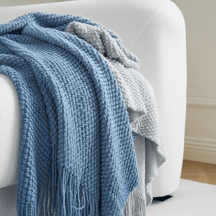 Blue Ombre Knit Blanket