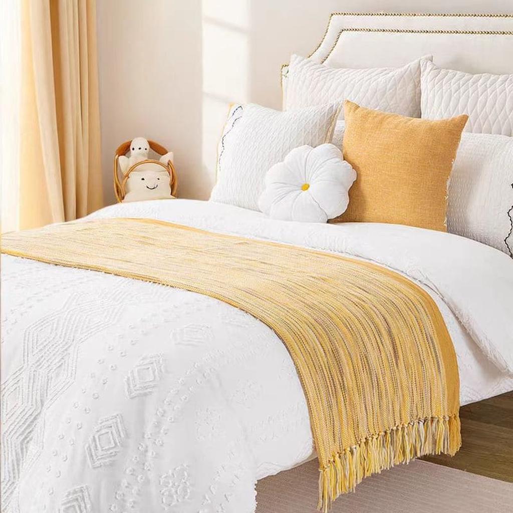 Boho Knitted Blanket with Tassel