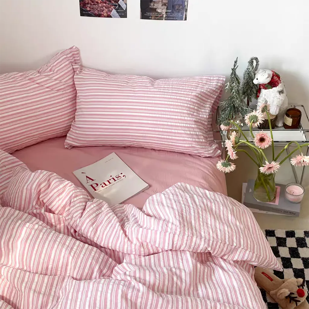 Bubble Pink Stripes Duvet Cover