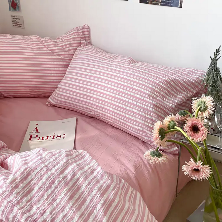 Bubble Pink Stripes Duvet Cover