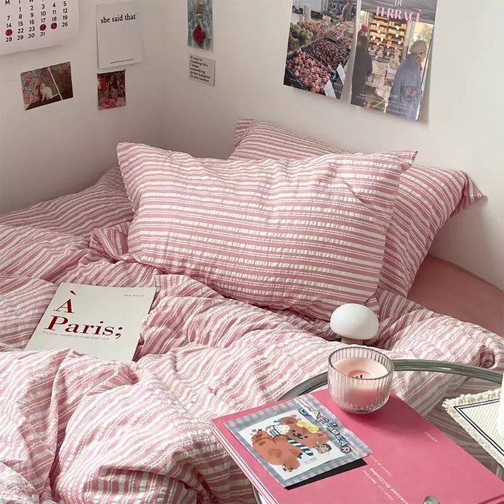 Bubble Pink Stripes Duvet Cover