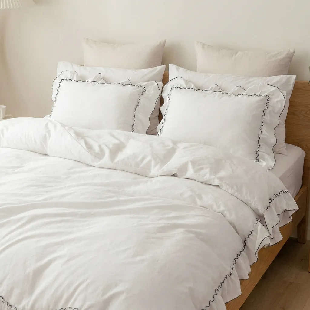 Classic Contrast Ruffle Bedding Set