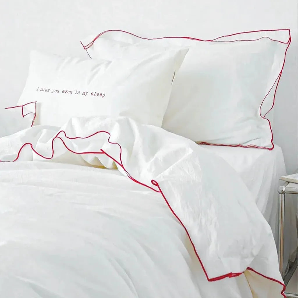 Contrast Flange Cotton Duvet Cover
