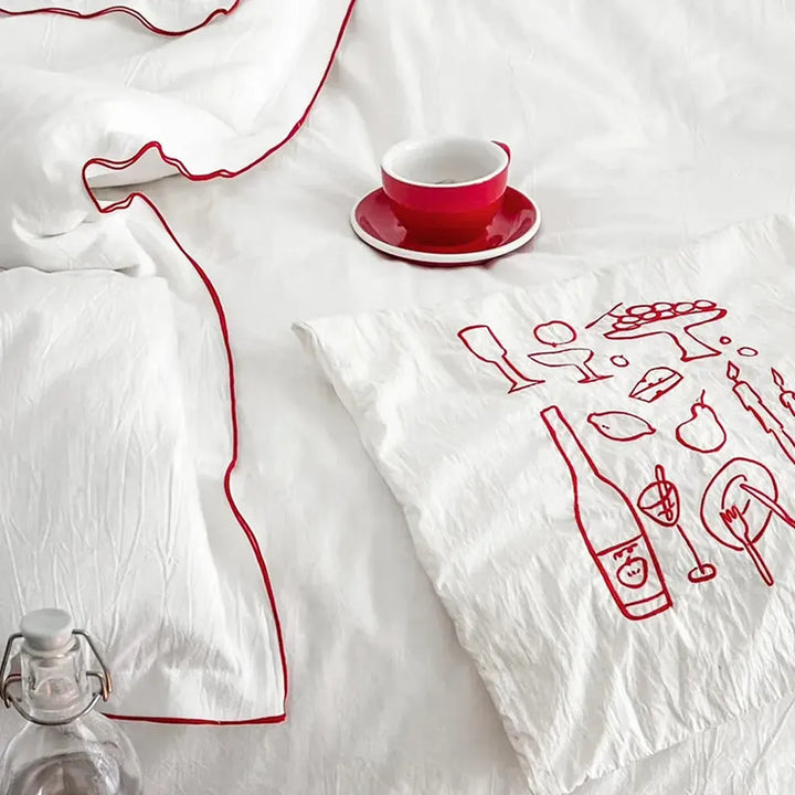 Contrast Flange Cotton Duvet Cover