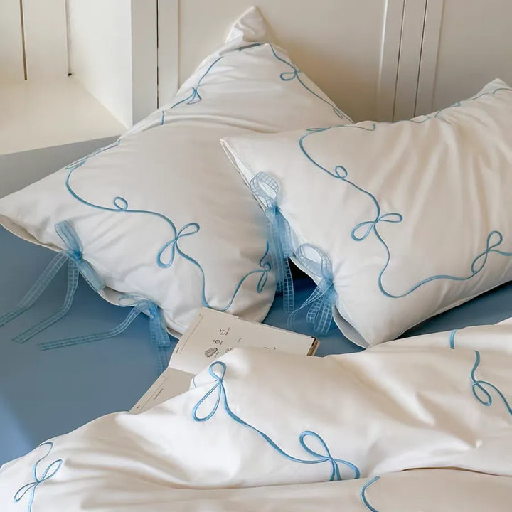 Coquette Bow Embroidery Bedding Set