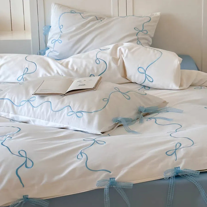 Coquette Bow Embroidery Bedding Set