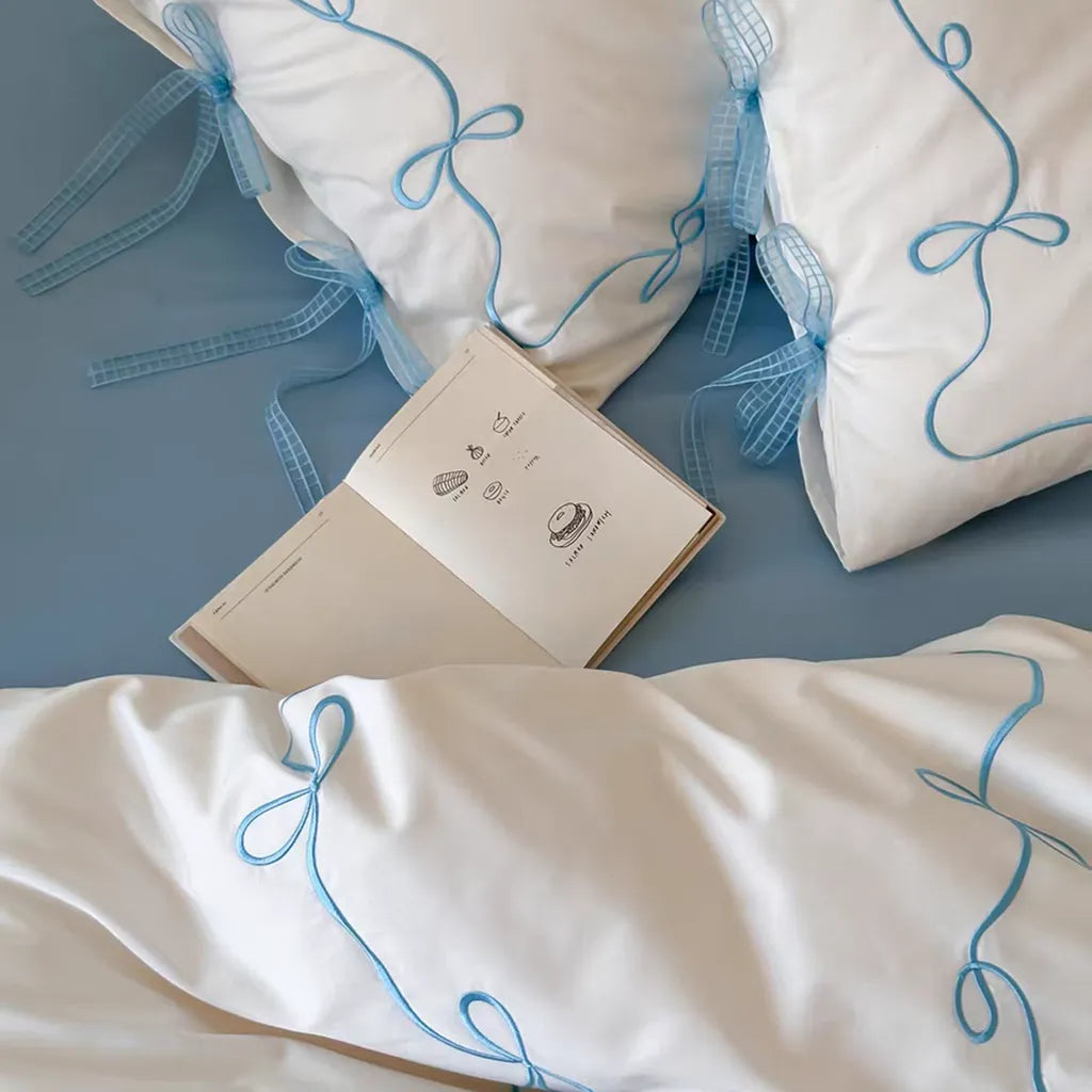 Coquette Bow Embroidery Bedding Set
