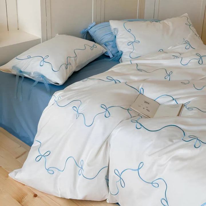 Coquette Bow Embroidery Bedding Set