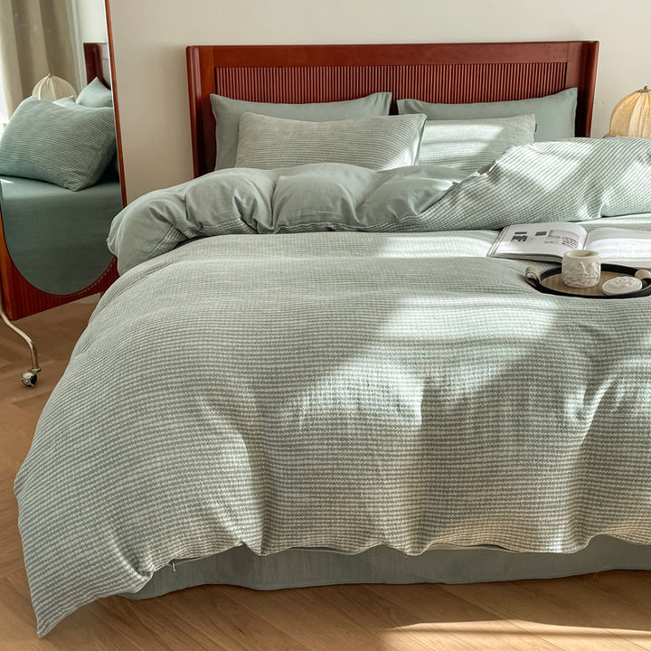 Cotton Houndstooth Jacquard Farmhouse Duvet Cover