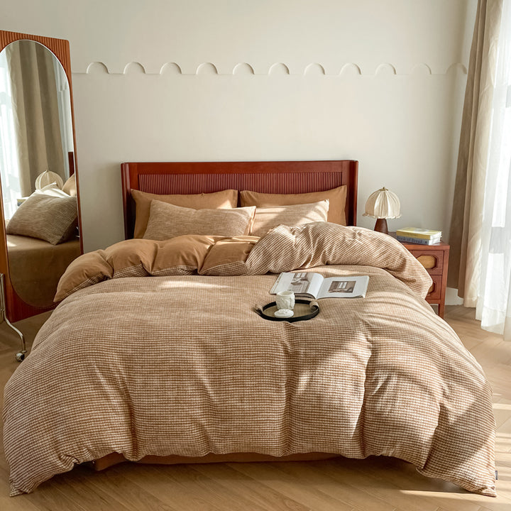 Cotton Houndstooth Jacquard Farmhouse Duvet Cover