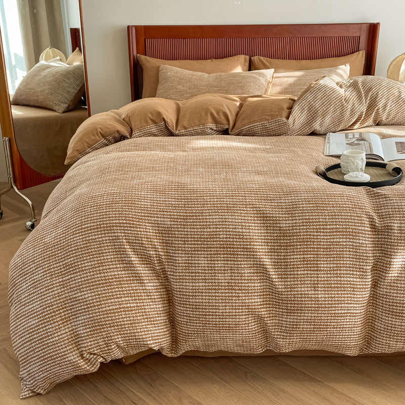 Cotton Houndstooth Jacquard Farmhouse Duvet Cover