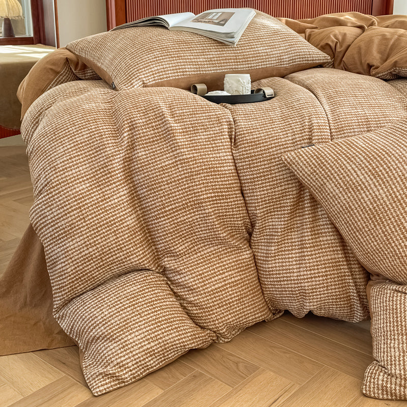 Cotton Houndstooth Jacquard Farmhouse Duvet Cover