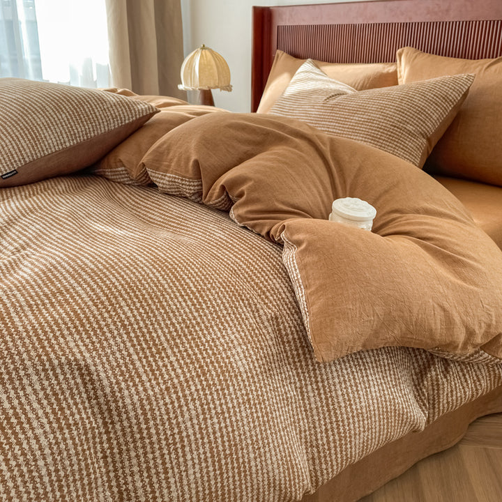 Cotton Houndstooth Jacquard Farmhouse Duvet Cover