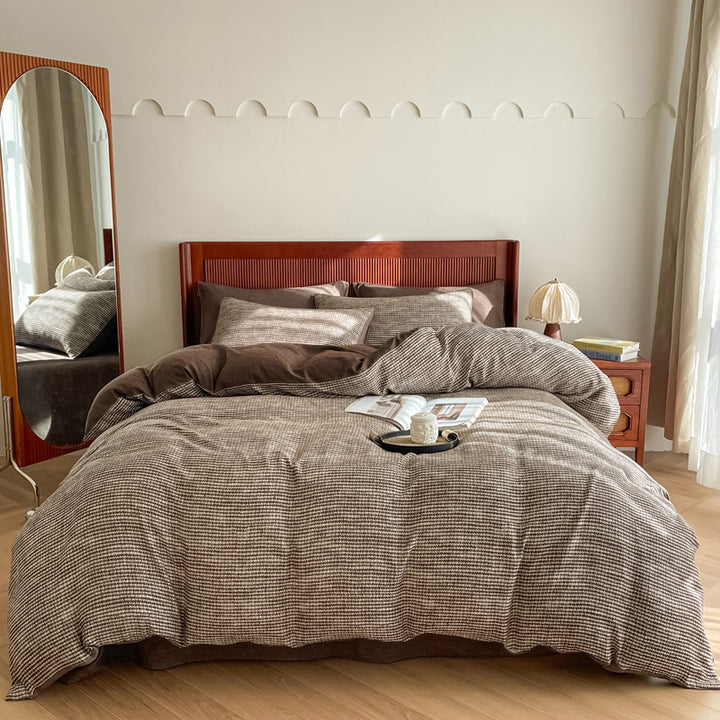 Cotton Houndstooth Jacquard Farmhouse Duvet Cover