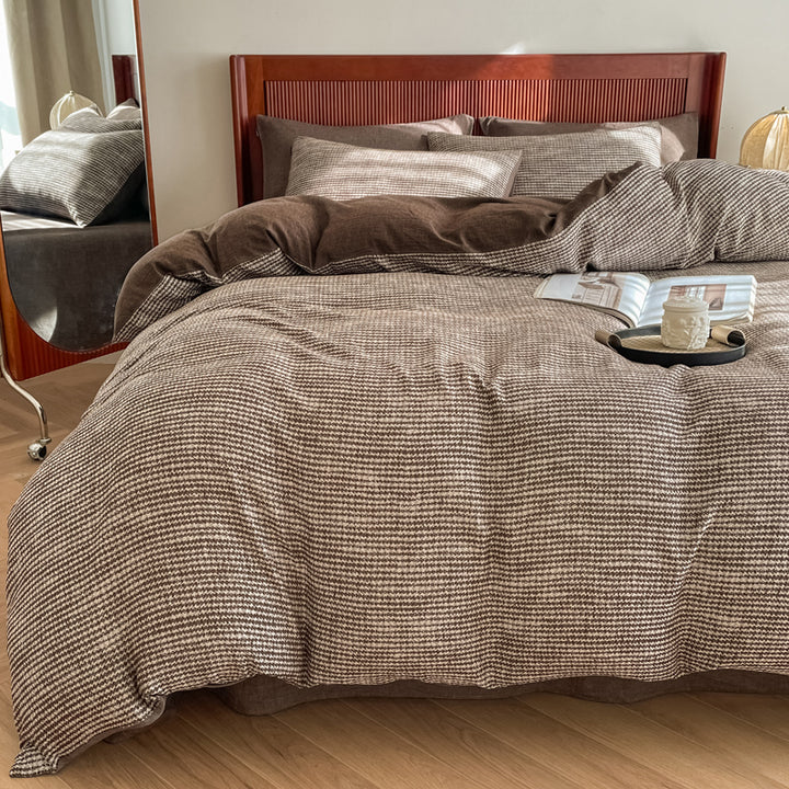 Cotton Houndstooth Jacquard Farmhouse Duvet Cover