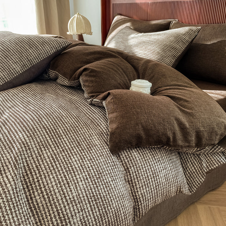 Cotton Houndstooth Jacquard Farmhouse Duvet Cover