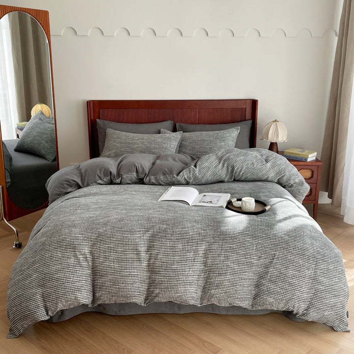 Cotton Houndstooth Jacquard Farmhouse Duvet Cover