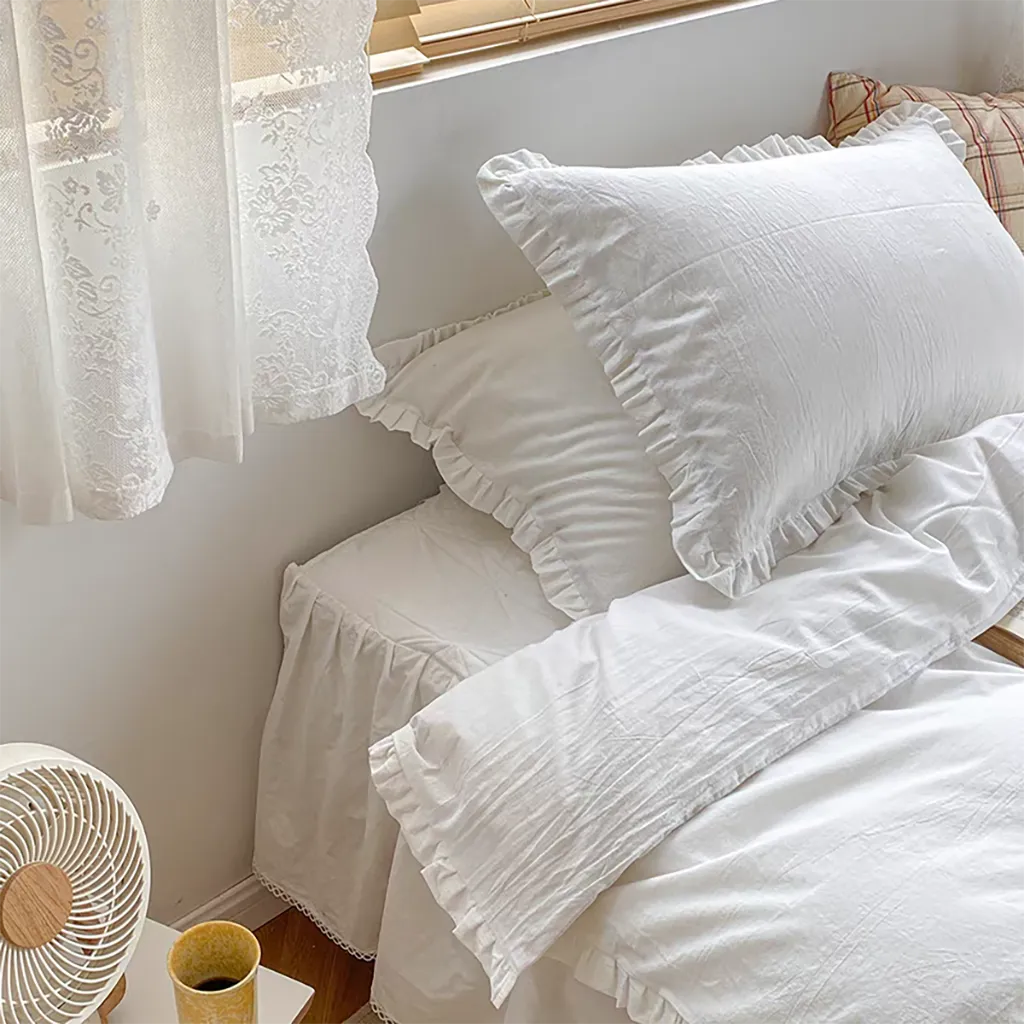 Delicate Handmade Ruffle Duvet Cover Set