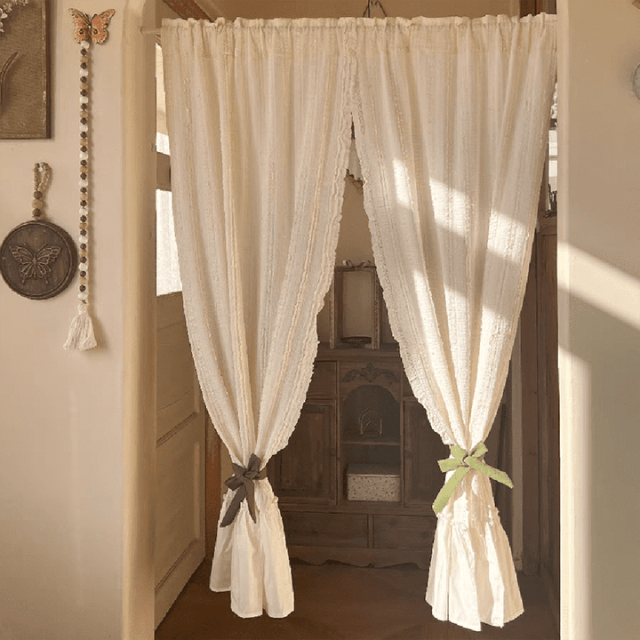 French Ruffle Cream Curtain