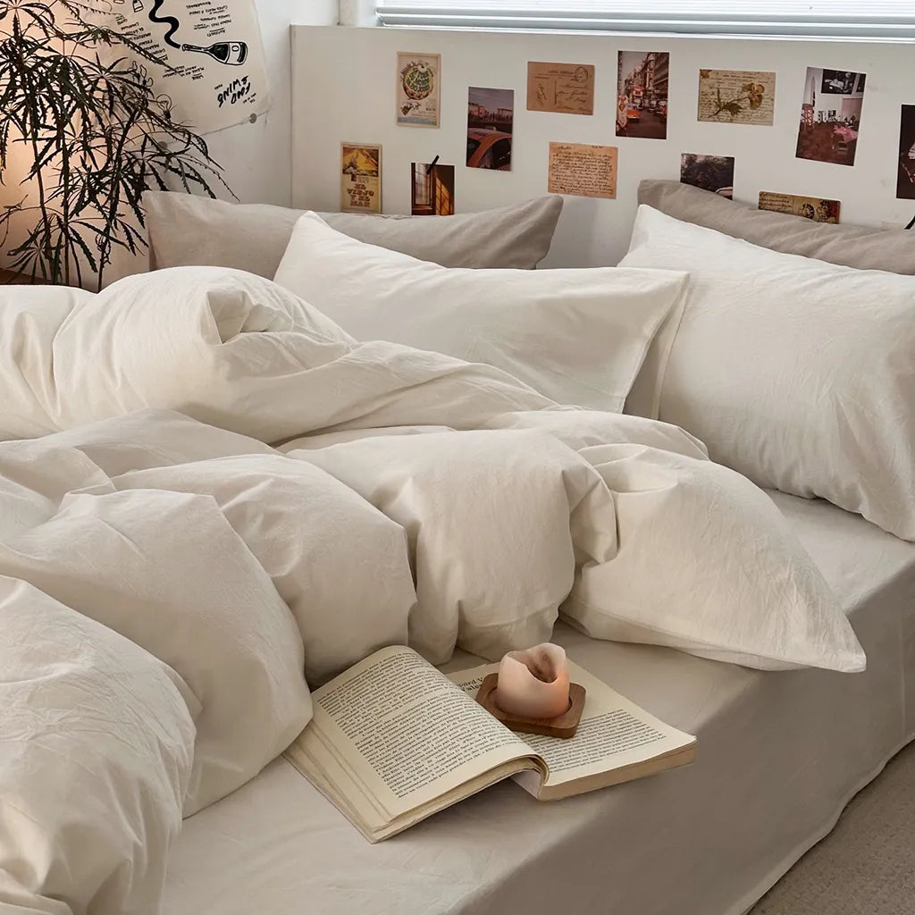 Fresh White Cotton Duvet Cover Set