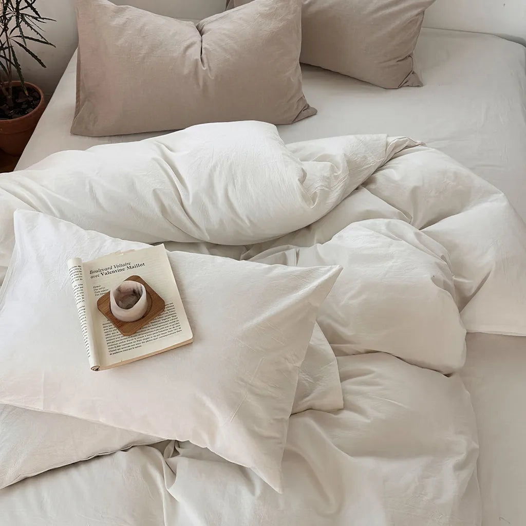 Fresh White Cotton Duvet Cover Set