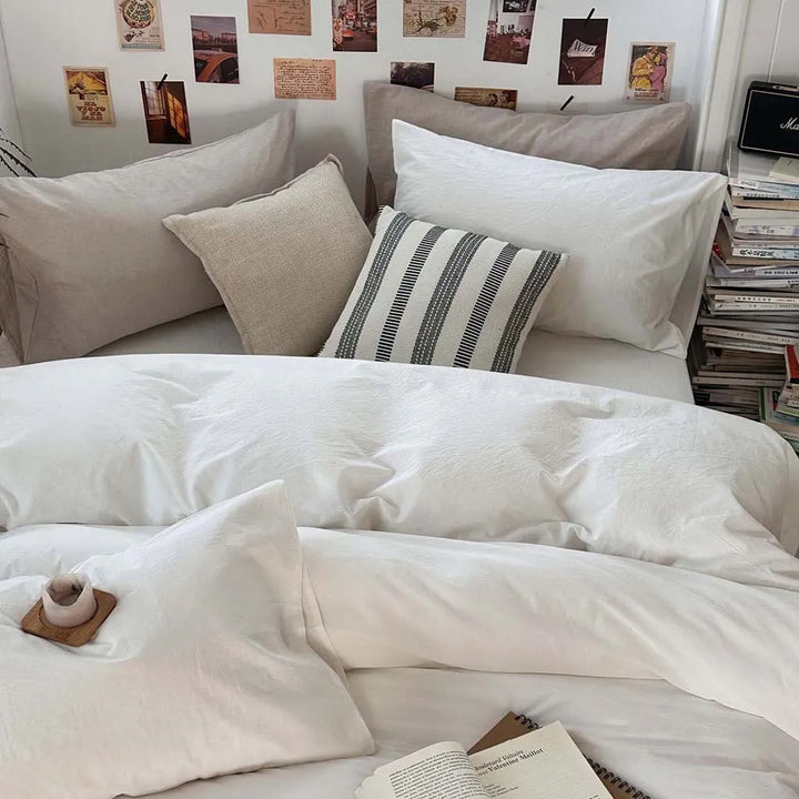 Fresh White Cotton Duvet Cover Set