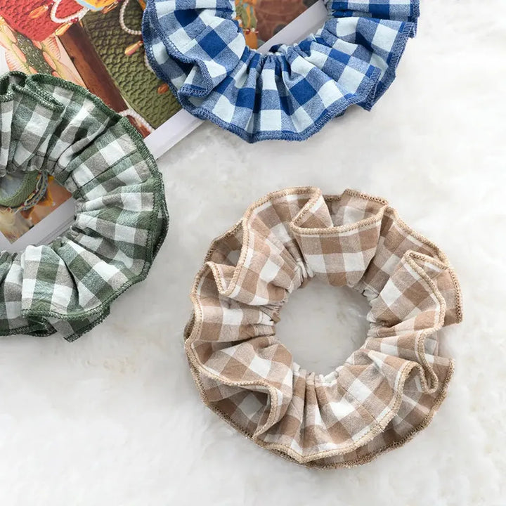 Handmade Layered Gingham Scrunchie