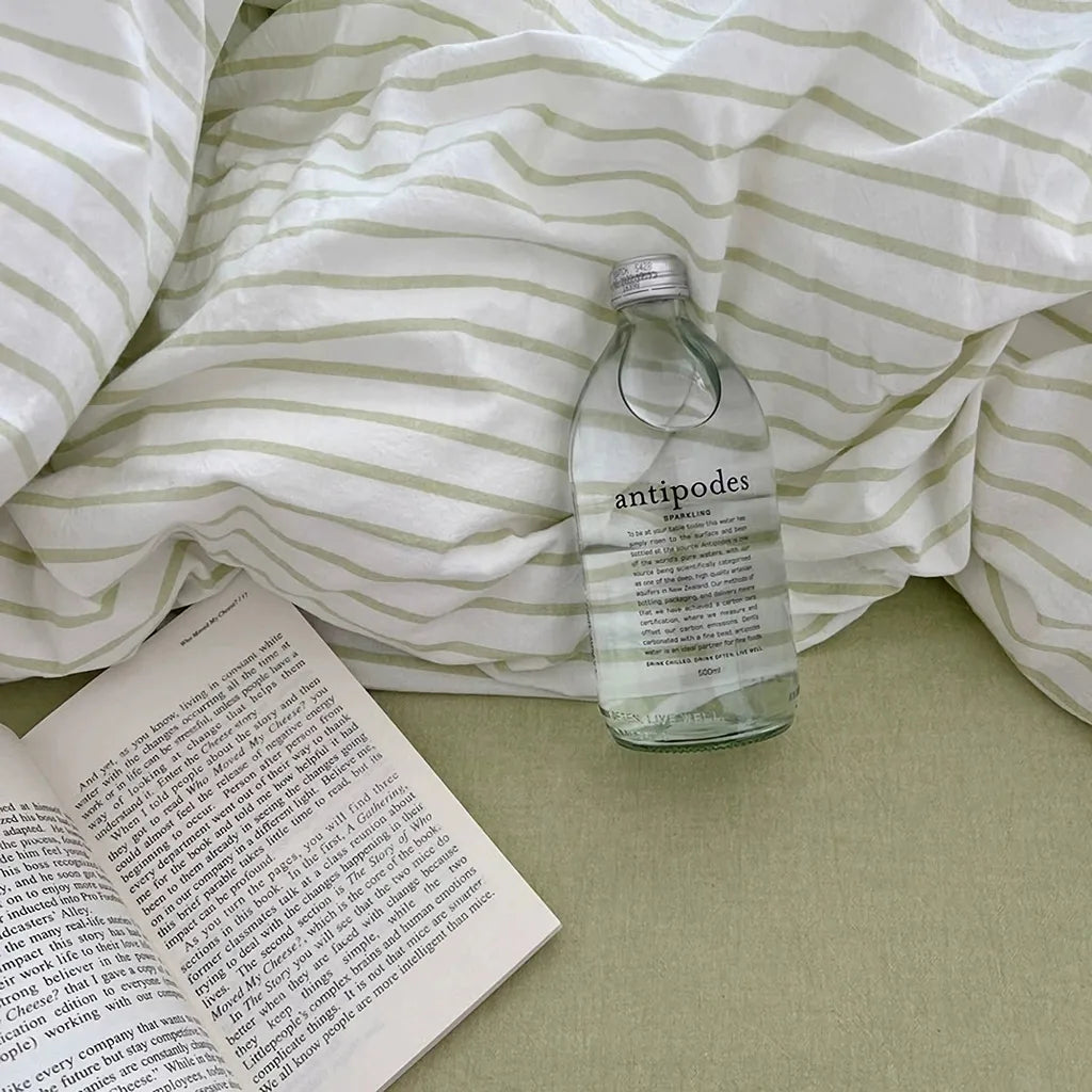 Green Striped Duvet Cover