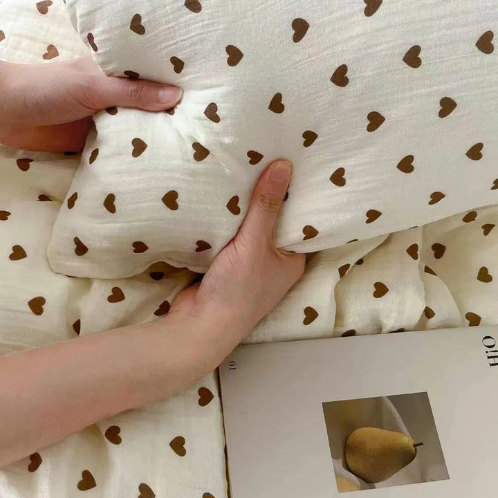 Heart Design Muslin Duvet Cover