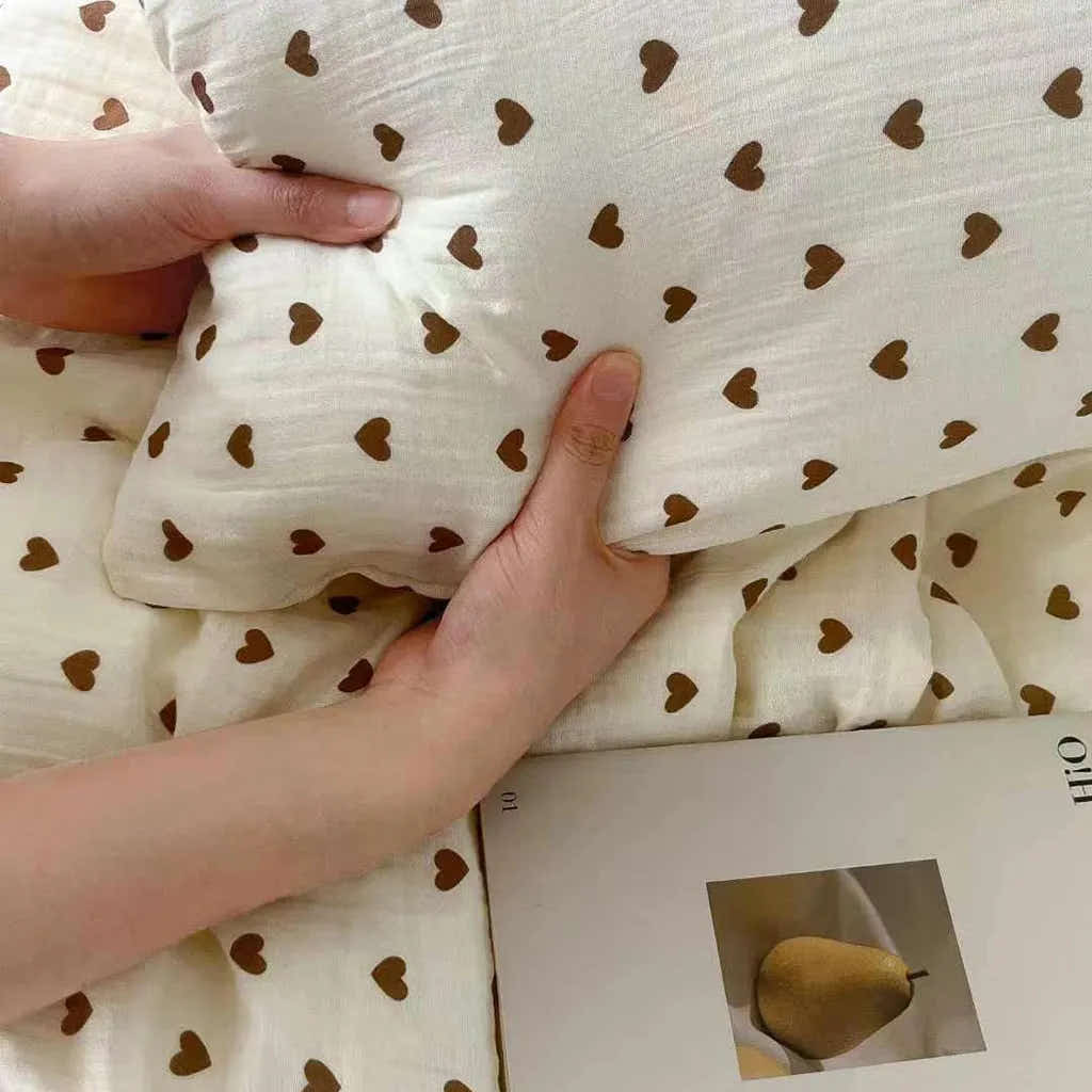 Heart Design Muslin Duvet Cover