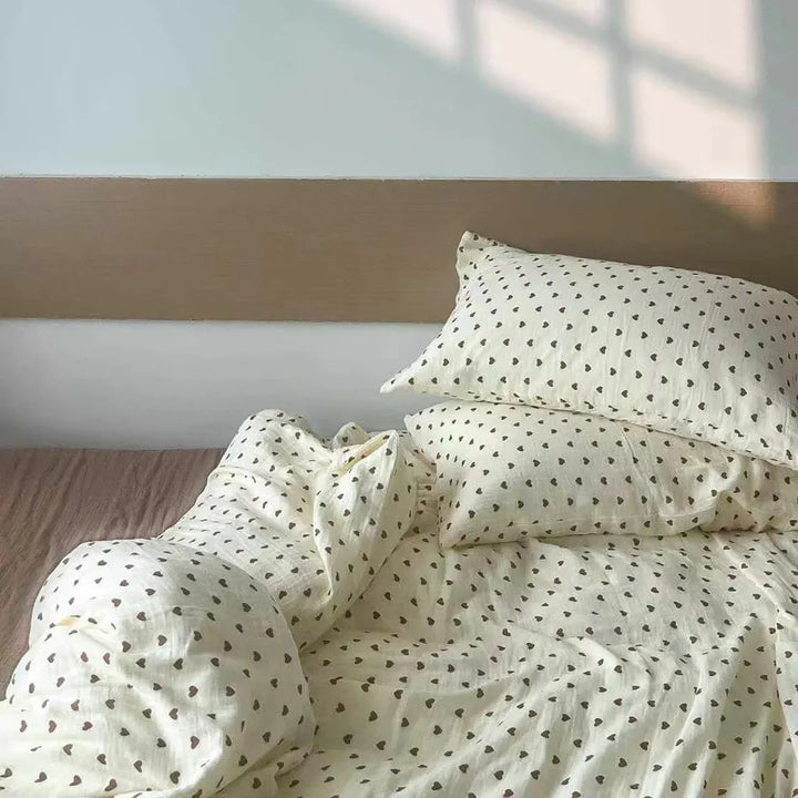 Heart Design Muslin Duvet Cover