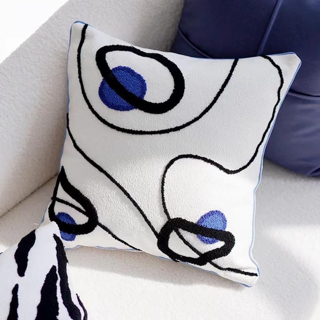 Klein Blue Tufted Throw Pillow