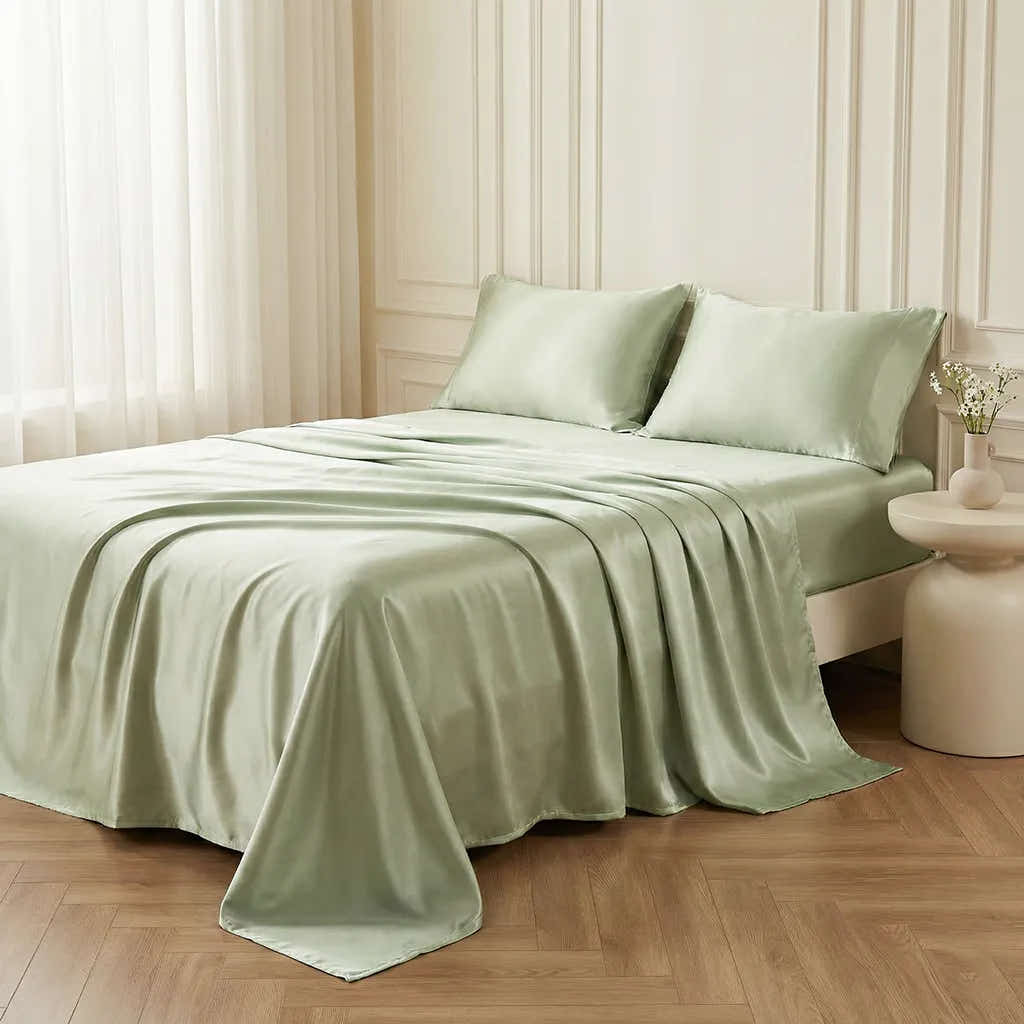 Light Green 19 Momme Flat Sheet