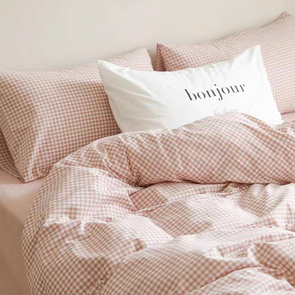 Pink Gingham Duvet Cover Set