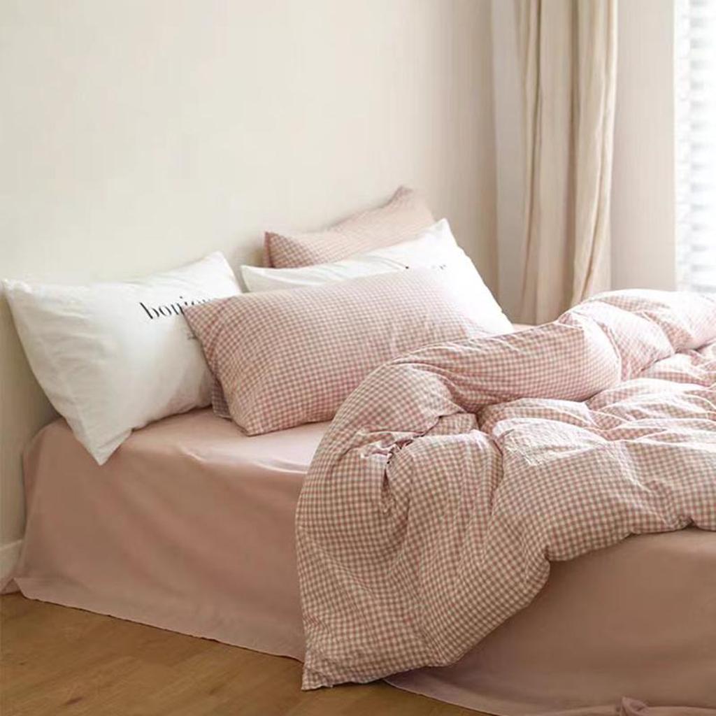 Pink Gingham Duvet Cover Set