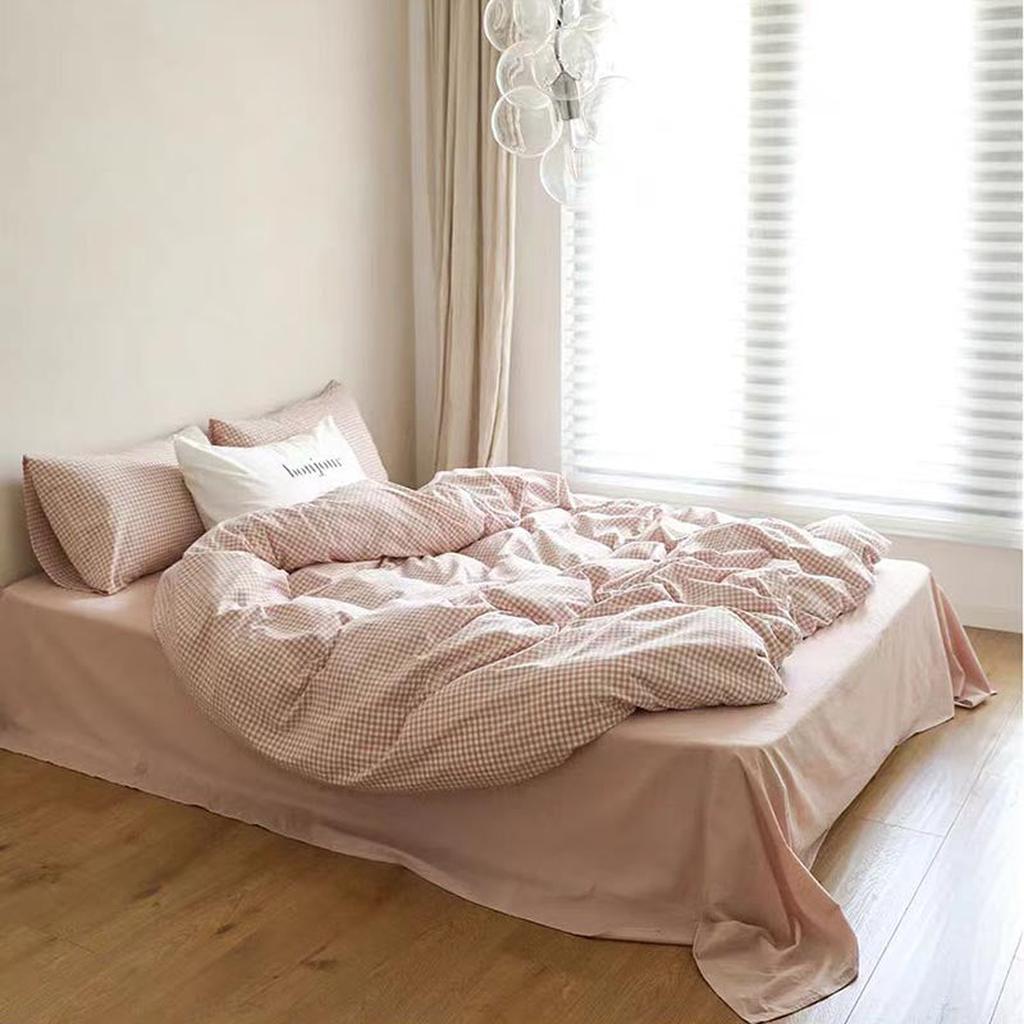 Pink Gingham Duvet Cover Set