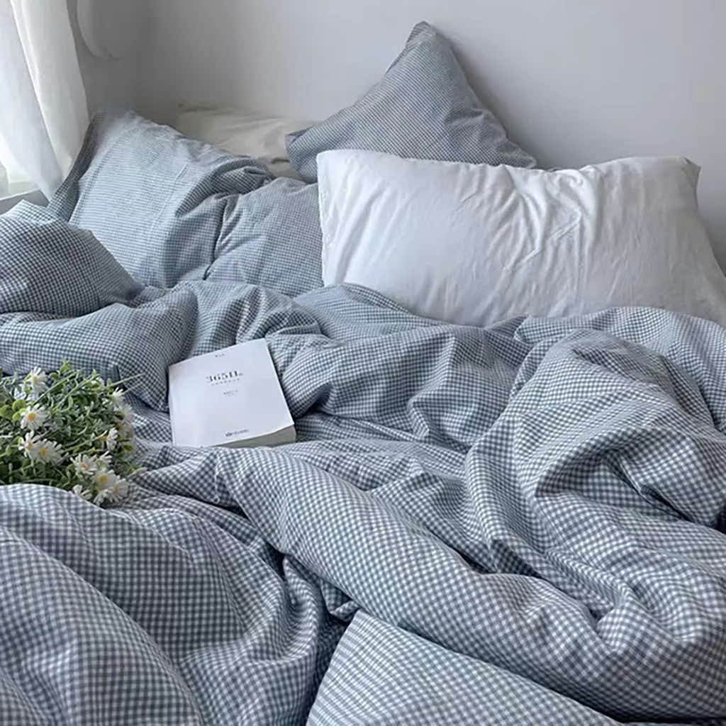 Mini Blue Gingham Bedding Set